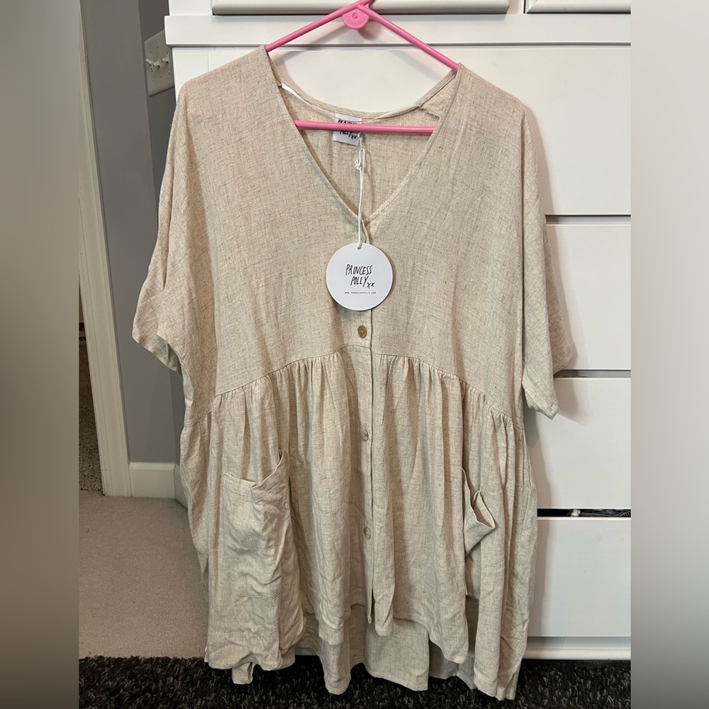 S/M Princess Polly Sandy Mini Dress in Natural